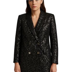 Wisteria Lane Los Angeles Black Sequin Blazer Sparkly Party Jacket Size Large